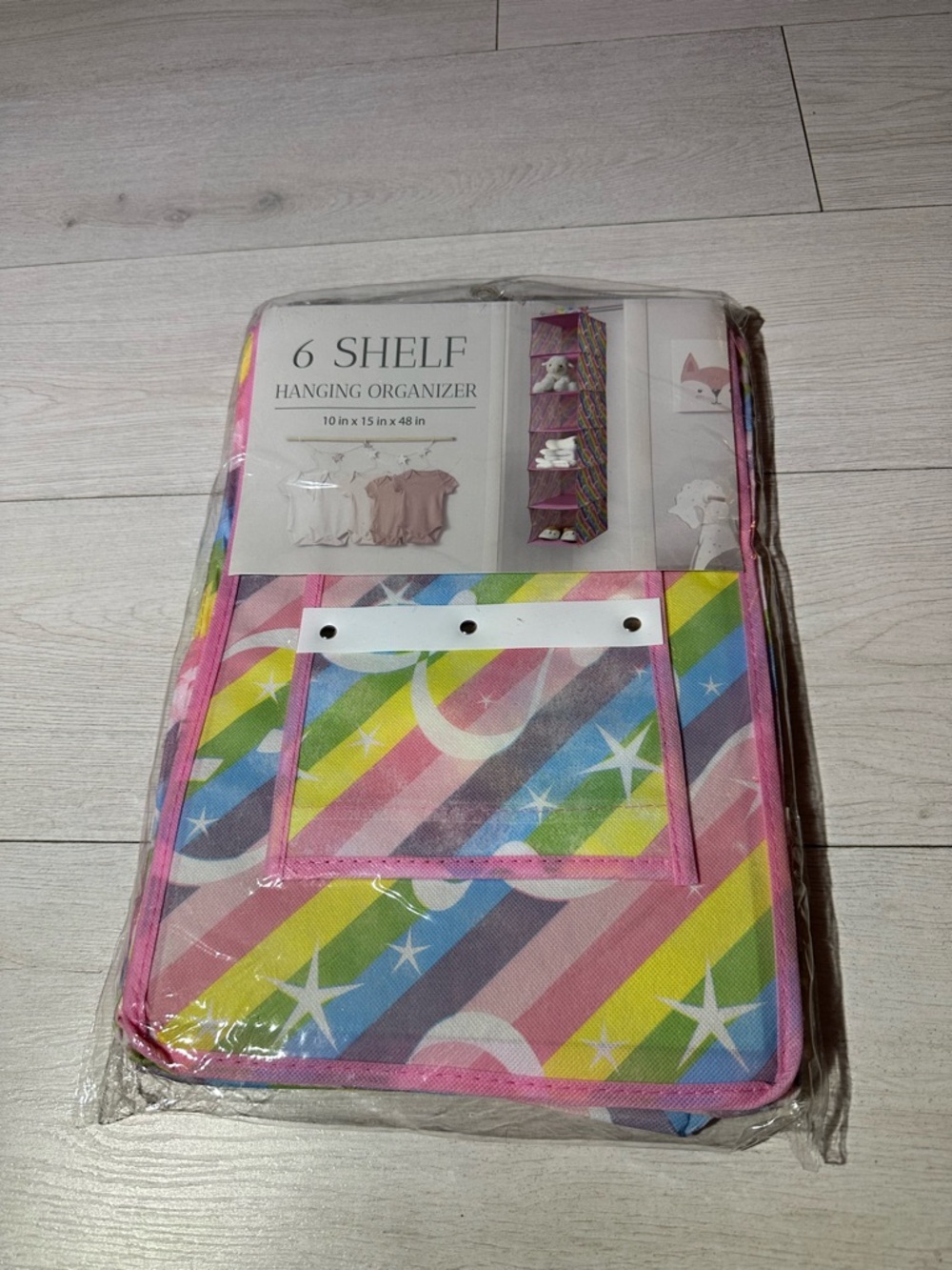 New 6 shelf hanging organizer- multi color
